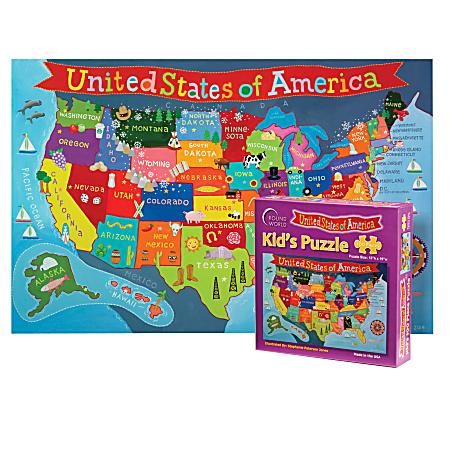 Round World Products Kids' United States 100-Piece Jigsaw Puzzle, 13" x 19"