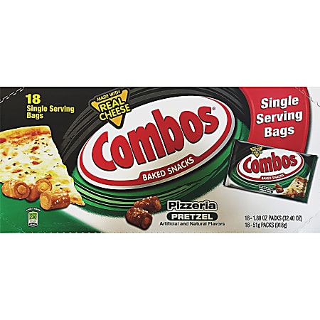 Combos Baked Pretzel Snack - Spicy Cheese Pizza - 1 Serving Pack - 1.80 oz - 18 / Box Combos Baked Pretzel Snack - Spicy Cheese Pizza - 1 Serving Pack - 1.80 oz - 18 / Box