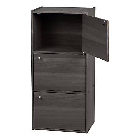 IRIS 35"H 3-Door Storage-Shelf, Gray