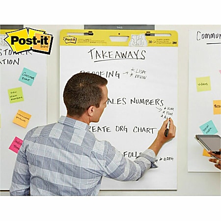 Post it Super Sticky Easel Pad 25 x 30 Yellow With Blue Lines Pad Of 30  Sheets - Office Depot