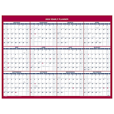 AT-A-GLANCE® 2026 Vertical Horizontal Reversible Erasable Yearly Wall Calendar, Small, 12" x 16"