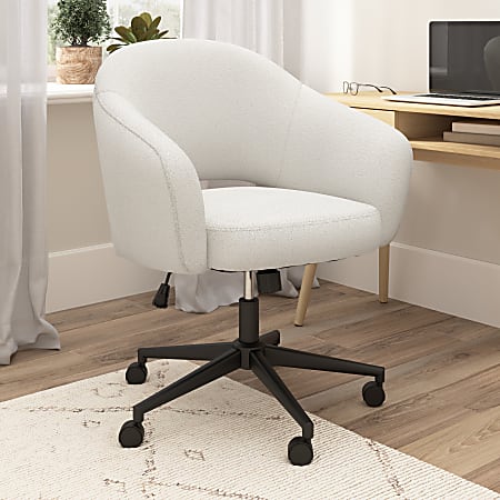Bush Furniture Fairfax Ergonomic Fabric Mid Century Mid Back Modern Desk Chair for Home Office, Light Cream Fabric, Standard Delivery
