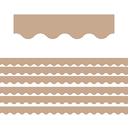 Teacher Created Resources Scalloped Border Trim, Light Brown, 35' Per Pack, Set Of 6 Packs