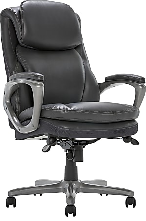 Serta® Smart Layers™ Arlington AIR™ Ergonomic Bonded Leather High-Back Executive Chair, Dark Gray/Silver