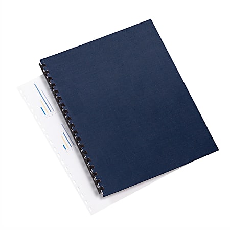 GBC® Linenweave™ 30% Recycled Binding Covers, 8 1/2" x 11", Navy Blue, Box Of 200