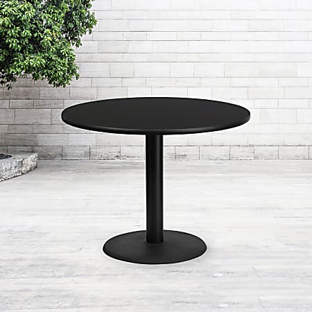 Flash Furniture Laminate Round Table Top With Table-Height Base, 31-1/8"H x 42"W x 42"D, Black