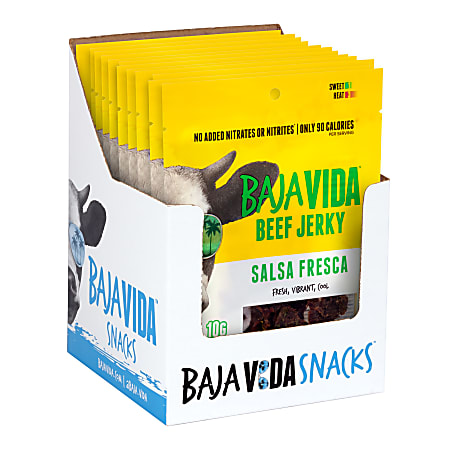 Baja Vida Beef Jerky Salsa Fresca Snack Packs, 1.0 Oz, Box Of 12 Packs