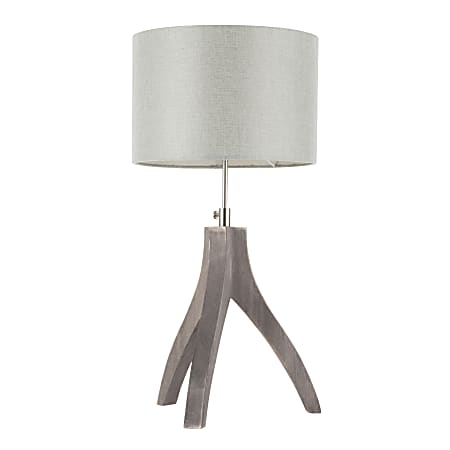 Lumisource Wishbone Contemporary Table Lamp, Wood/Light Grey