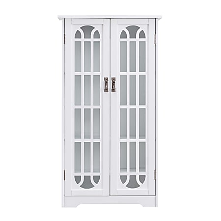 SEI Furniture Curio Media Display Cabinet, 47-3/4"H x 26-1/4"W x 9-1/2"D, White