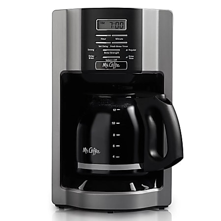 Mr. Coffee 12-Cup Programmable Coffee Maker With Rapid Brew, Silver/Black