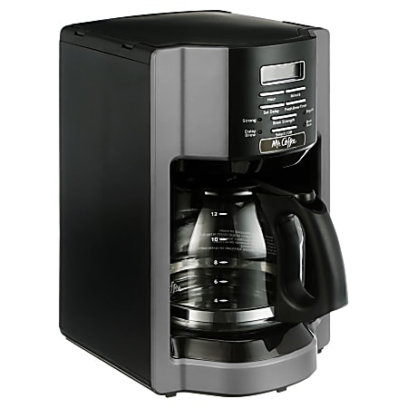 Mr. Coffee 12 Cup Programmable Coffee Maker With Rapid Brew SilverBlack Office Depot