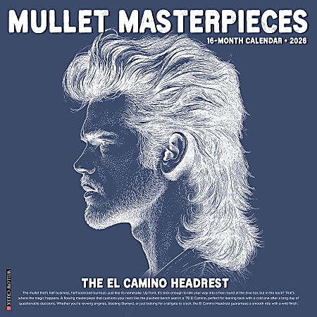 2026 Willow Creek Press Humor & Comics Monthly Wall Calendar, 12" x 12", Mullet Masterpieces, January To December, 55977