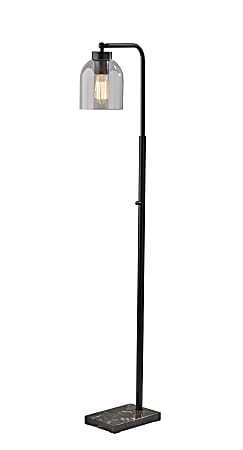 Adesso® Bristol Floor Lamp, 55”H, Brown Marble/Black/Clear
