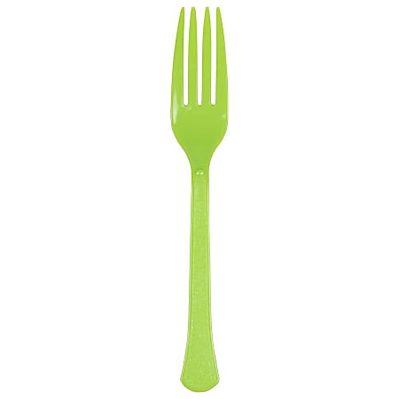 JAM PAPER Premium Utensils Party Pack, Plastic Forks, Lime Green, 48 Disposable Forks/Pack 