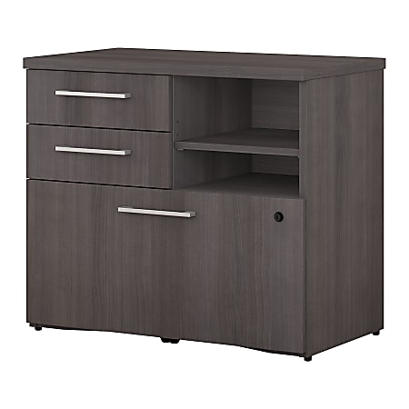 Bush Business Furniture 400 29-5/7"W x 17"D Lateral 3-Drawer File Cabinet, Storm Gray, Standard Delivery