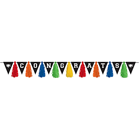 Amscan Graduation Pennant Tassel Garlands, 12" x 10, Multicolor, Pack Of 2 Garlands