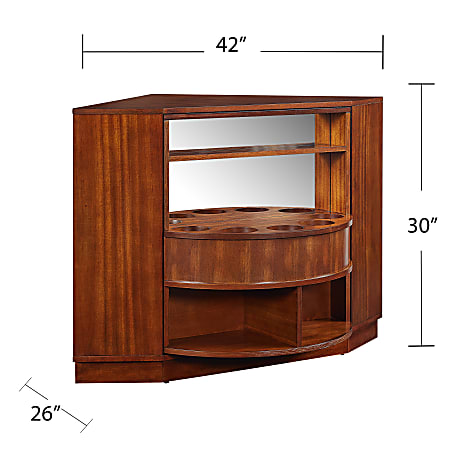 Southern enterprises hentz rotating corner bar cabinet brown hotsell