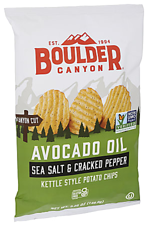 Boulder Canyon Kettle Style Potato Chips, Sea Salt & Cracked Pepper, 5.25 Oz, Total Qty 12