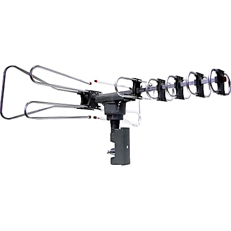 Naxa NAA-350 Amplified Outdoor Tv Antenna With Remote Directional Control - Range - UHF, VHF, FM - 40 MHz to 230 MHz, 470 MHz to 862 MHz, 45 MHz to 860 MHz - 35 dB - HDTV Antenna - Black - Directional