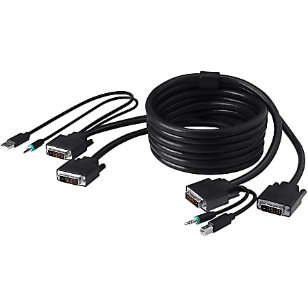 Belkin Dual DVI-D + USB A/B + Audio Combo Cable, 10' - 10 ft - Black