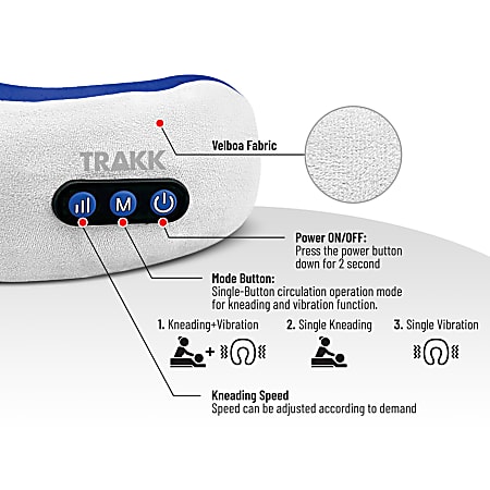 TRAKK Wireless Travel Massage Pillow Blue - Office Depot