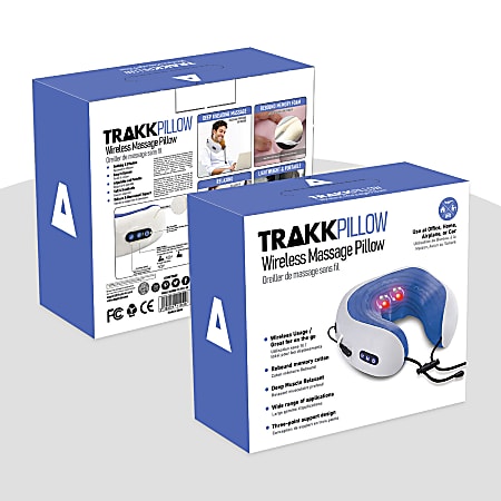 TRAKK Wireless Travel Massage Pillow Blue - Office Depot