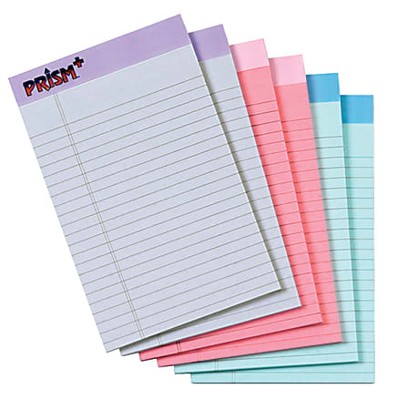 Tops™ Prism+™ Legal Pads, 5" x 8", Narrow Ruled, 100 Pages (50 Sheets) Per Pad, Pack Of 6 Pads, Assorted Colors