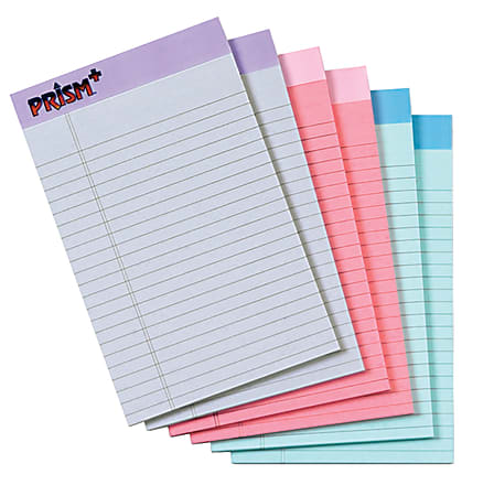 Tops Prism Legal Pads 5 x 8 Narrow Ruled 100 Pages 50 Sheets Per Pad Pack  Of 6 Pads Assorted Colors - Office Depot