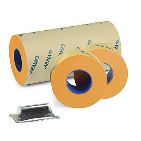 Garvey 2-Line Tamper-Resistant Price Marking Labels, 5/8" x 13/16", Fluorescent Orange, Total Qty 9,000