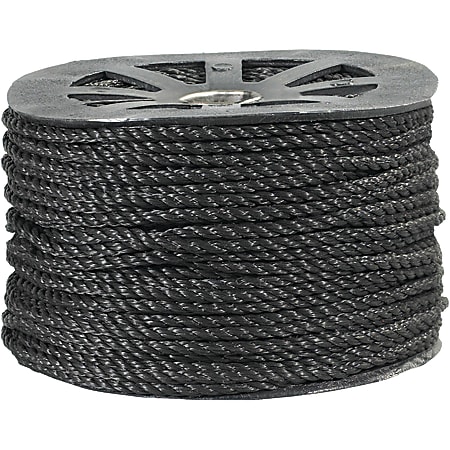 Partners Brand Twisted Polypropylene Rope, 1,150 Lb, 1/4" x 600', Black
