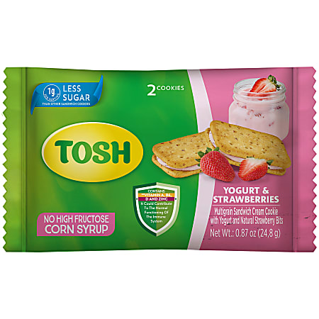 Tosh Cookies, Yogurt &amp; Strawberries, Pack Of 2 Cookies