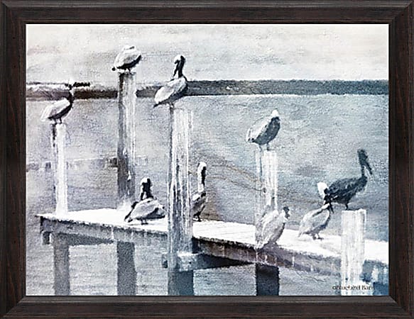 Timeless Frames® Coastal Wall Art, Horizontal, 12" x 16", Birds On A Pier
