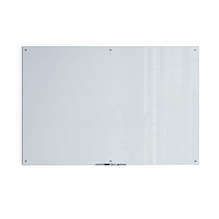 Frameless Magnetic Glass Marker Board, 72 x 48, White Surface