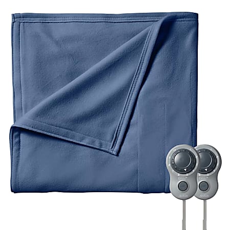 Sunbeam King Size Electric Fleece Heated Blanket With Dual Zone 90