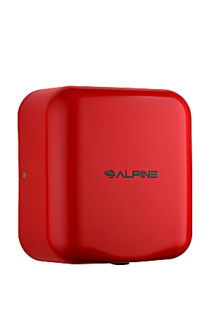 Alpine Industries Hemlock Commercial Automatic High-Speed Electric Hand Dryer With Wall Guard, Red
