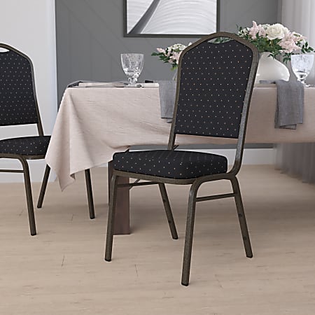 Flash Furniture HERCULES Series Crown Back Stacking Banquet Chair, Black Patterned/Goldvein