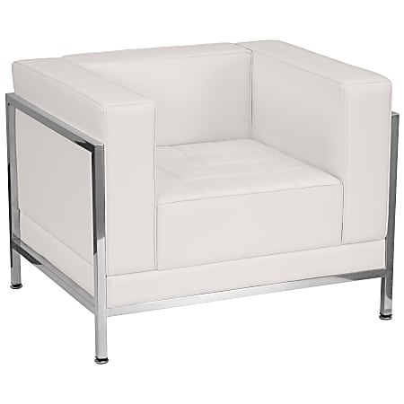 Flash Furniture HERCULES Imagination Series Contemporary LeatherSoft Modular Chair with Quilted Tufted Seat and Encasing Frame, Melrose White