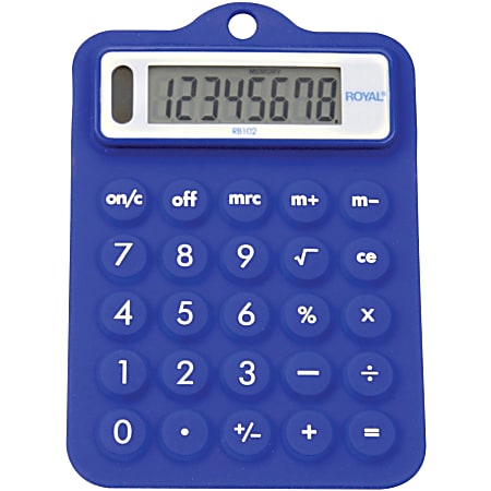 Royal FlexCalc RB102 Simpe Calculator - Dual Power - 0.5" x 3.8" x 5.2" - Blue