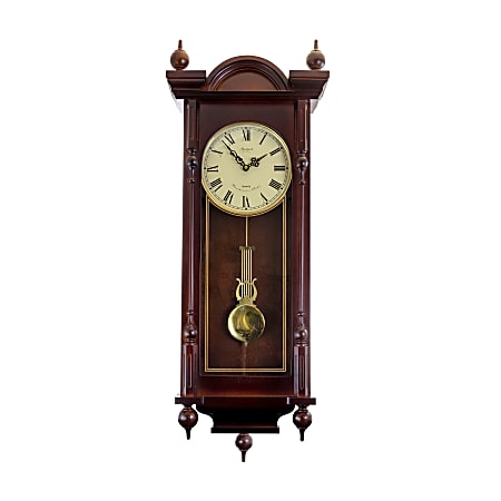 Bedford Clocks Wall Clock, 31”H x 14-1/2”W x 5-1/4”D, Cherry