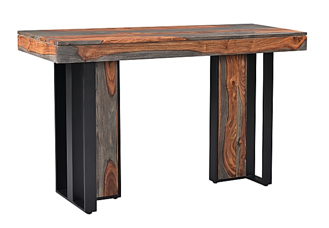 Coast to Coast Fallon Wood And Iron Console Table With Routed Edge And Dovetail Top, 30"H x 54"W x 18"D, Sierra Brown