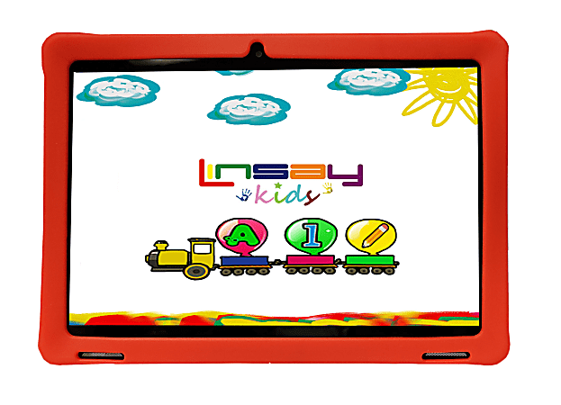 Linsay Octa Core Tablet, 10.1”, 4GB Memory, 128GB Storage, Android 13, With Red Kids Defender Case