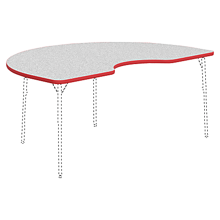 Lorell® Classroom Kidney-Shaped Activity Table Top, 72"W x 48"D, Gray Nebula/Red