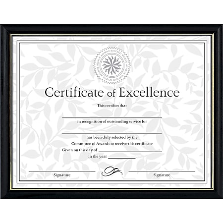 Dax Burns Group Two-tone Certificate Frame - 11" x 8.50" Frame Size - Rectangle - Vertical, Horizontal - Durable - 1 Each - Solid Wood - Black, Gold