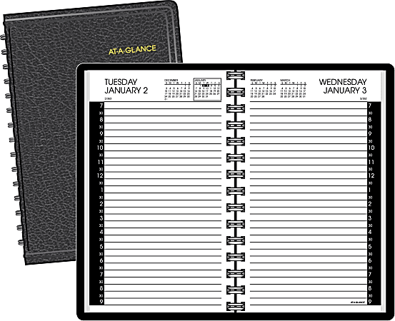 AT-A-GLANCE® 30% Recycled Daily Appointment Book, 4 7/8" x 8", Black, January-December 2016