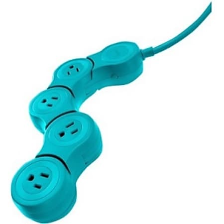 Quirky Pivot Power Pop 4-Outlet Junior Flexible Power Strip, 2’, Teal