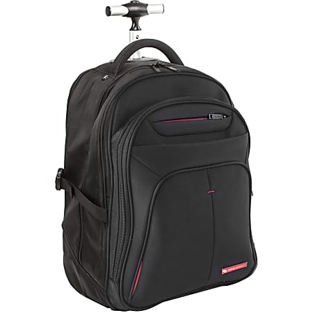 Swiss Mobility Carrying Case (Rolling Backpack) for 15.6" Notebook - Black - Bump Resistant Interior, Scratch Resistant Interior - Shoulder Strap, Telescoping Handle - 16" Height x 2" Width x 12" Depth - 1 Each