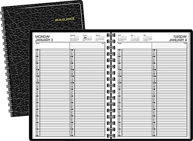 AT-A-GLANCE® 30% Recycled 2-Person Daily Appointment Book, 8" x 10 7/8", Black, January-December 2016