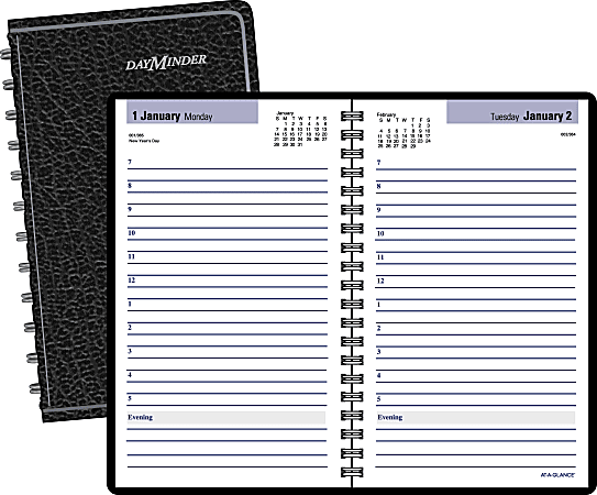 DayMinder® 30% Recycled Daily Appointment Book, 4 7/8" x 8", Black, January-December 2016