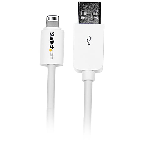StarTech.com 3m (10ft) Long White Apple® 8-pin Lightning Connector to USB Cable for iPhone / iPod / iPad - 9.84 ft Lightning/USB Data Transfer Cable for iPhone, iPod, iPad - USB - Lightning Proprietary Connector - MFI