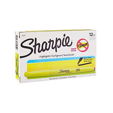 Sharpie® Accent® Pocket Highlighters, Fluorescent Yellow, Box Of 12